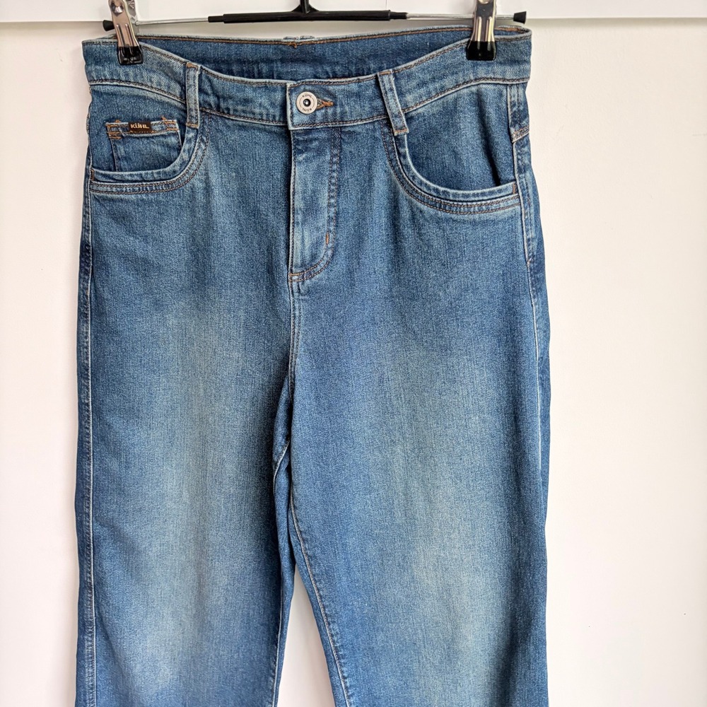 Kühl Kontour Wide Leg Denim Jeans 10 Short Gorpcore Blue Recycled Cotton Stretch - Picture 3 of 10